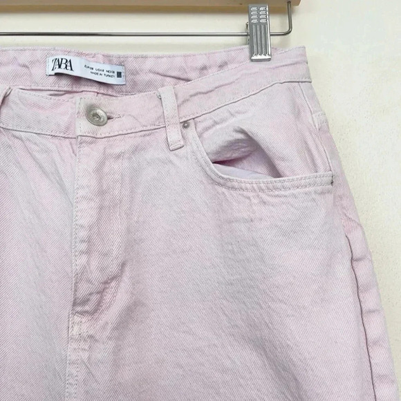 Zara Womens 6  High Rise Light Pink Straight Leg Jeans - Picture 6 of 14